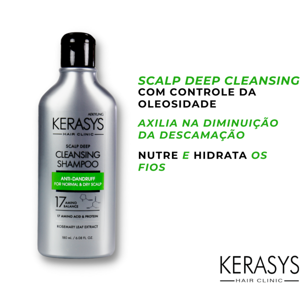 Kerasys Scalp Clinic Deep Cleansing Shampoo 180ml (Para Couro Cabeludo Normal a Seco) - Imagem 2