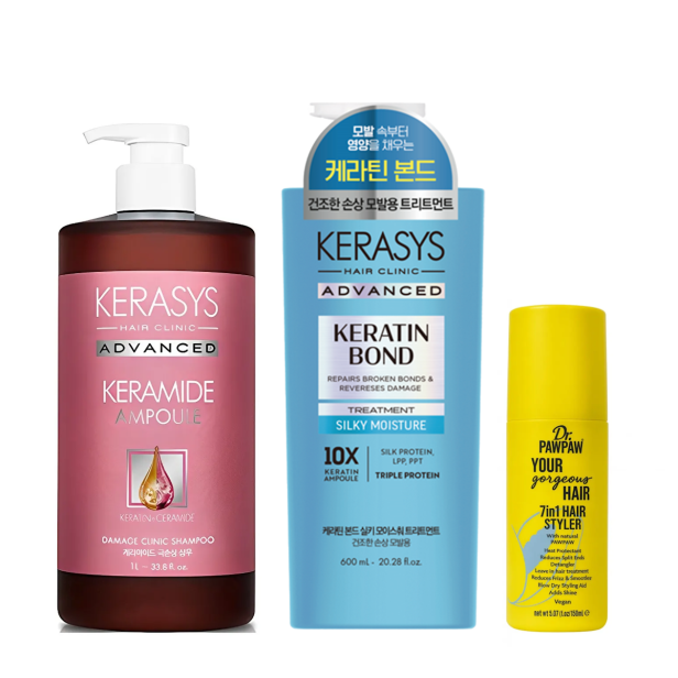 Kerasys - Keramide Damage Clinic Shampoo 1L + Keratin Bond Silky Moisture Mask 600ml + Grátis Dr. Pawpaw 7 in 1 150ml