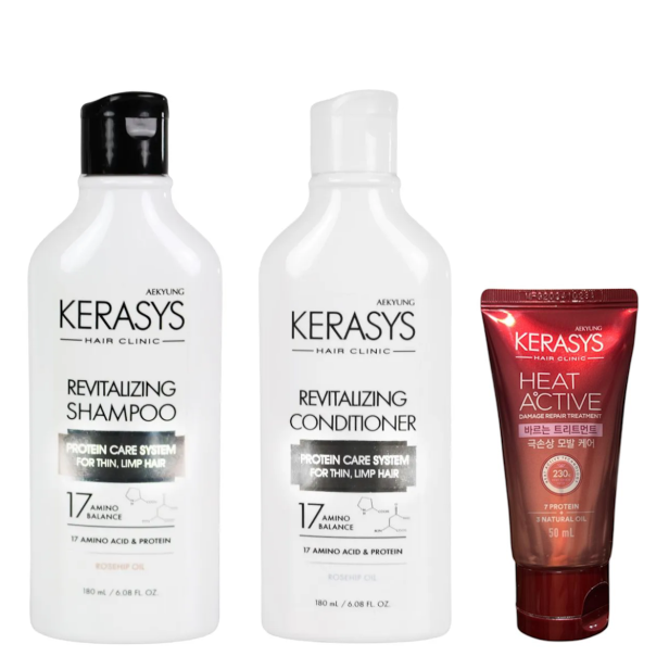 Kerasys - Revitalizing Rosehip Oil Duo (Sh + Cd 180ml) + Mini Leave-In Heat Active Damage Repair 50ml