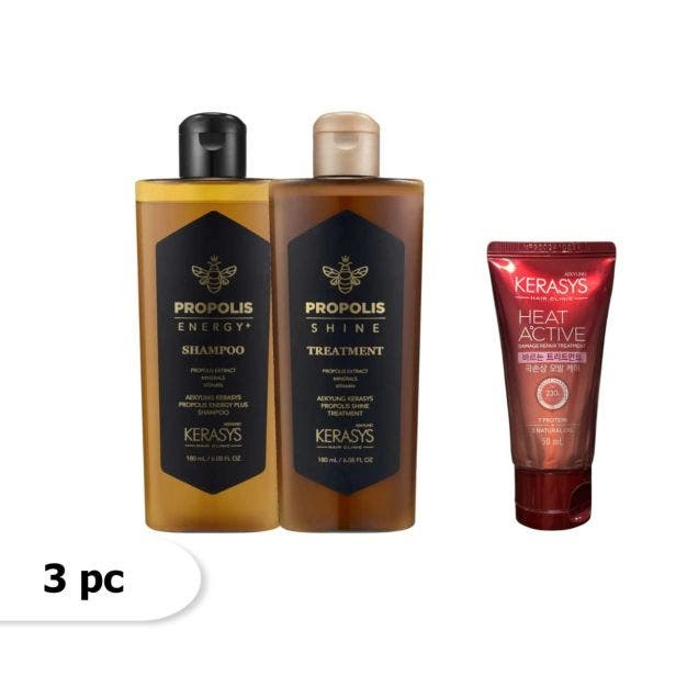 Kerasys - Trio Propolis Shine (Sh180ml + Cd180ml) + Heat Active 50ml - Imagem 2